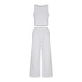 thumbnail image 4 of Tenues de Vacances pour Femmes Ensembles 2 Pcs pour Femmes Ensemble de Vêtements Femme Col Rond Sans Manches Hauts Pantalons Ensembles Style Pantalon Décontracté S_856 Survêtements pour Femmes Blanc m, 4 of 6