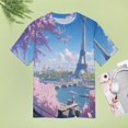 thumbnail image 4 of Blossoming Paris Eiffel Tower T Shirts Basic T-Shirt Short Sleeve Ladies Tee Shirt Summer Graphic Clothing, 4 of 6