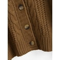 thumbnail image 7 of ZAFUL Women Casual Loose Chunky Knit Drop Shoulder Cardigan Deep Coffee S, 7 of 7