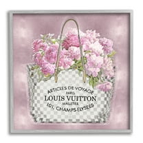Stupell Industries Pink Glam Floral Handbag Botanical & Floral Painting Gray Framed Art Print Wall Art, 17 x 17