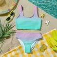 thumbnail image 6 of CCRFTGI Swimsuits for Child Girls Size 7 Two Piece Sets Swimming Girls Bathing Suit Beach Holiday Gradient Girls Bikini Cute Summer Girls Clothes Swimsuits Swimwear Cyan 9-10 Years, 6 of 9