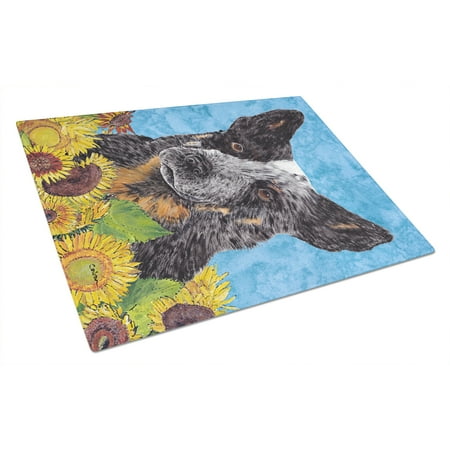 

Carolines Treasures SC9055LCB Australian Cattle Dog in Summer Flowers Glass Cutting Board Large 12H x 16W multicolor