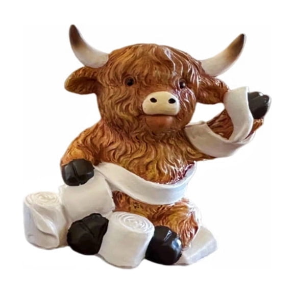 Highland Cow Bathroom Figurine, Resin Funny Bathroom Decor with Toilet and Bathtub Design, Home Decoration Gift for Cow Lovers