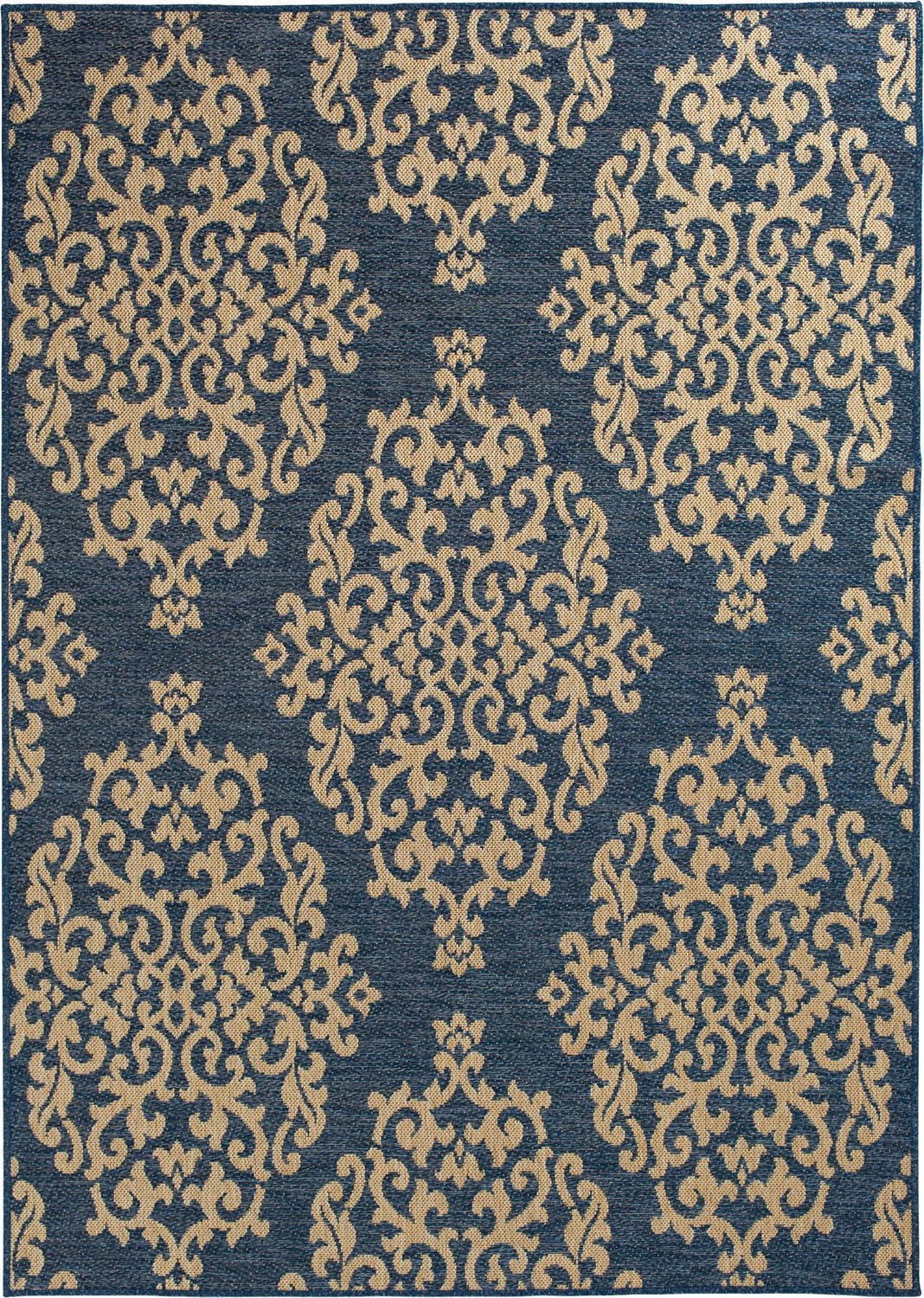 Smithleighs Cobalt Blue and Cream Woven Area Rug