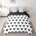thumbnail image 2 of Manfei Girls White Black 7-Piece Twin Bedding Sets,Cartoon Loves Print Bedding Comforter Set,Romantic Theme Sheet Sets For Kids,Microfiber Bedroom Decor Reversible, 2 of 8