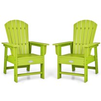 Gymax Set of 2 Kids Patio Adirondack Chair Armchair Weather Resistance Outdoor Chair Green