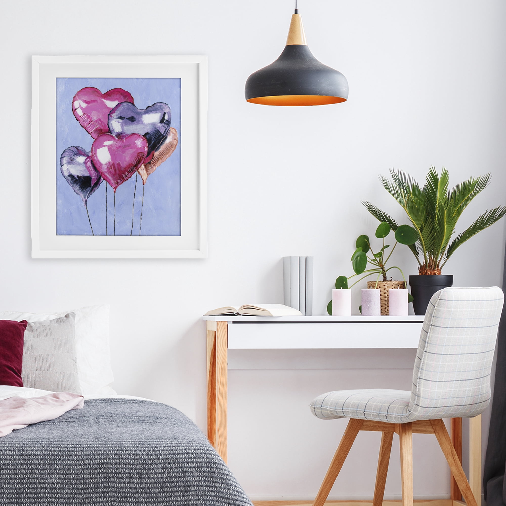 Stupell Industries Heart Balloons Celebration White Framed Print Under Glass, design by Michael Willett