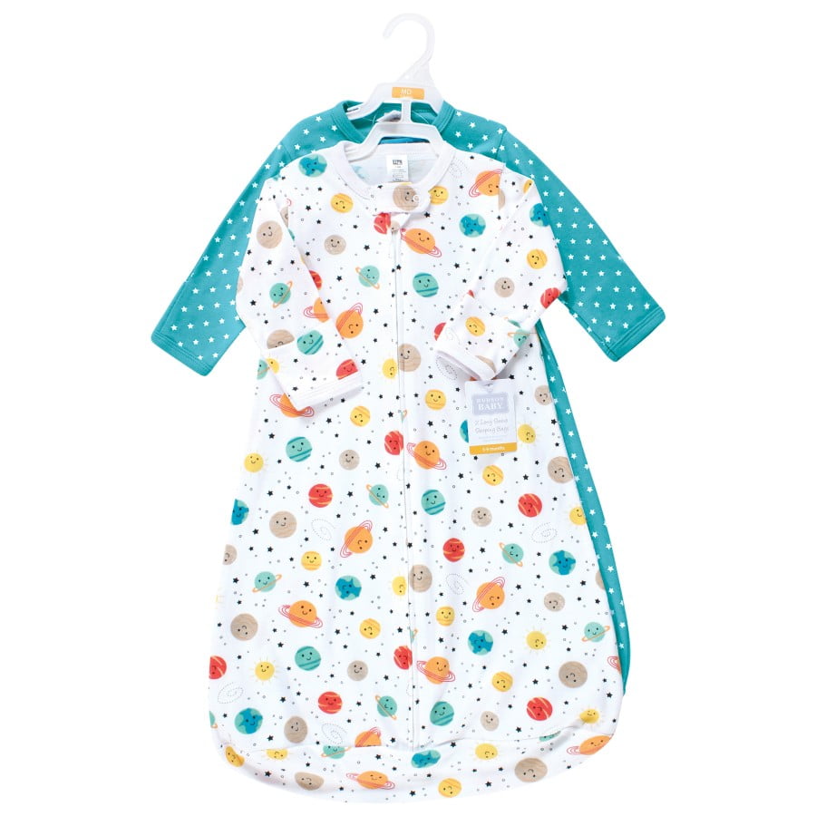 Hudson Baby Cotton Long-Sleeve Wearable Sleeping Bag, Sack, Blanket, Happy Planets, 18-24 Months