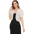 thumbnail image 2 of LAICAIW Boléro Femme en Chiffon Doux Ouvert Manches Courtes Transparentes pour Robe de Soirée, 2 of 6