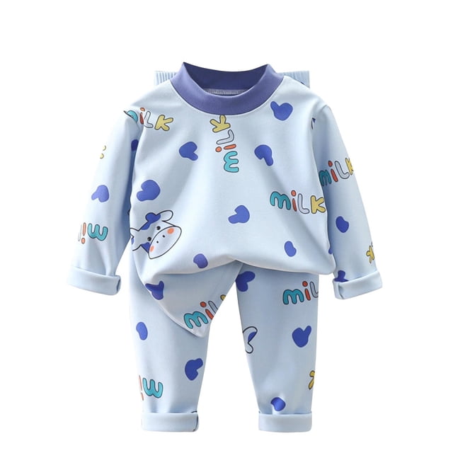 Odeerbi 3M-5Y Niños Niñas Algodón Pijamas Manga Larga Tops Pantalones Conjunto Suave Impresión Sleepwear Dos Piezas Pijama Conjuntos