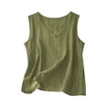 thumbnail image 2 of Cotton Linen Tank Tops for Women V Neck Loose Casual Sleeveless Summer Lightweight Blouses Army Green XL, 2 of 4