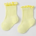 thumbnail image 7 of ITSAME Baby Girls Crew Socks Ruffle Cuff Breathable Cotton Thin Solid Color Mid-Calf Casual Socks for Infants Yellow Size 12M, 7 of 7
