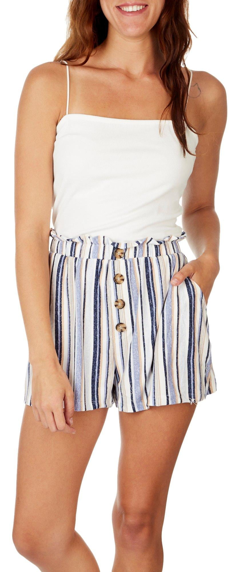 Ultra Flirt Womens Juniors Paperbag Waist Striped Romper