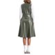 thumbnail image 3 of Vestido Midi Casual sin Mangas de Cuero Sintético con Cuello en V para Mujeres, Botones, Color Verde Ejército, 3 of 5