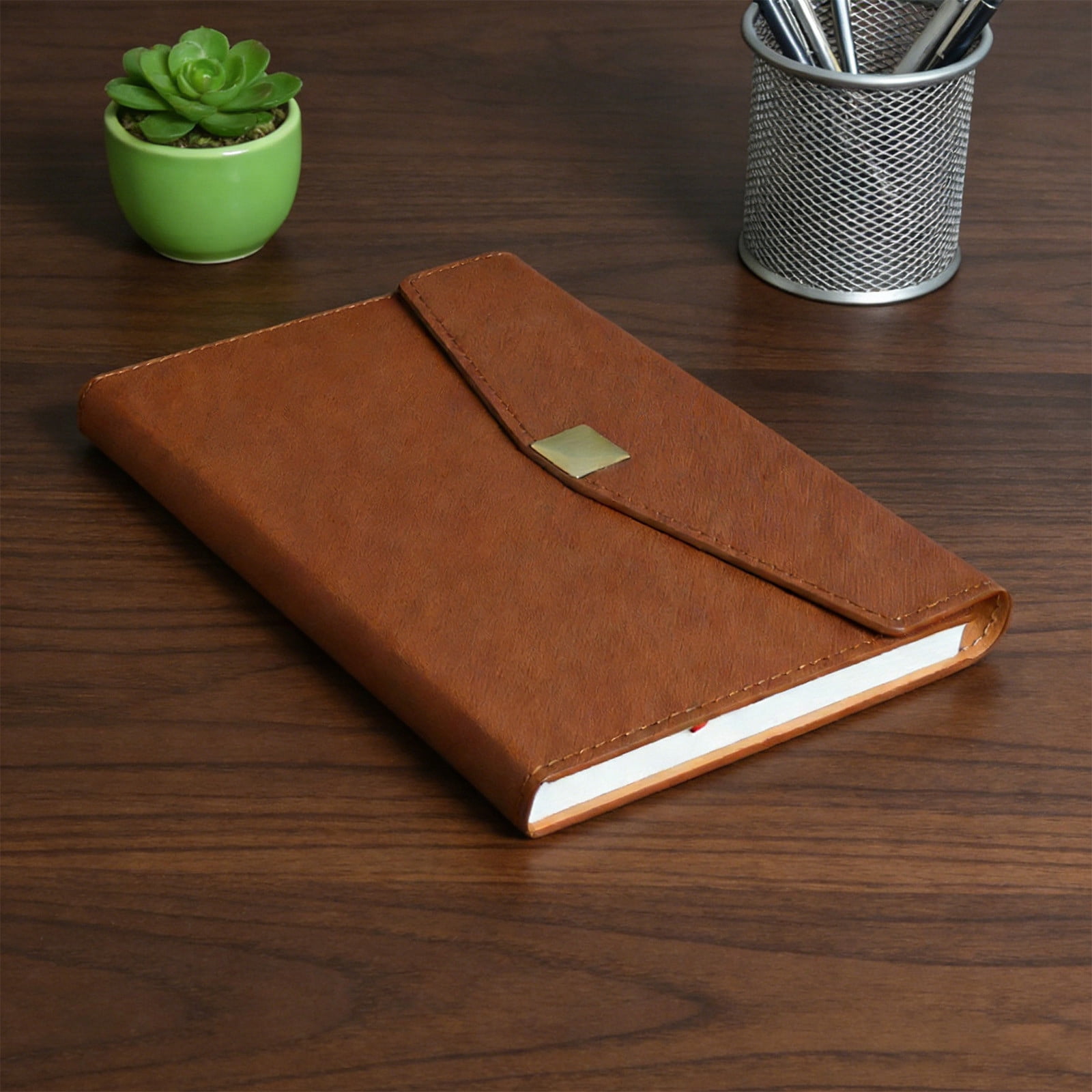 COM1950s Faux Leather A5 Notebook, Metal Ring Binder Notebook With Thick Paper, Refillable Journal For Business And School Use