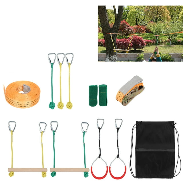 Obstacle Course Slack Line Kit Climbing Rope Set, Climbing Set, Hanging Ladder Anti-Slip for Outdoor Garden Children Kids