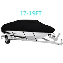 Labwork Boat Cover, 210D Oxford Fabric PU Coating, Suitable for 17-19ft V-Hull Tri-Hull Boats, Black