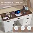 thumbnail image 4 of Magic Union 60" Farmhouse Executive Desk with Drawers, Wood Home Office Desk with Charging Station, Keyboard Tray, Computer Writing Desk with Filing Cabinet Drawers for Work Study, Antique White, 4 of 8