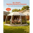 thumbnail image 3 of VEVOR Screen House Tent, 15 x 13.8 ft, 12-15 Person Pop Up Screen Tent, Portable Screened in Canopy with Carry Bag, Netting Sides, Ground Stakes, for Garden, Patio, Backyard, Outdoor Activities, Beige, 3 of 9
