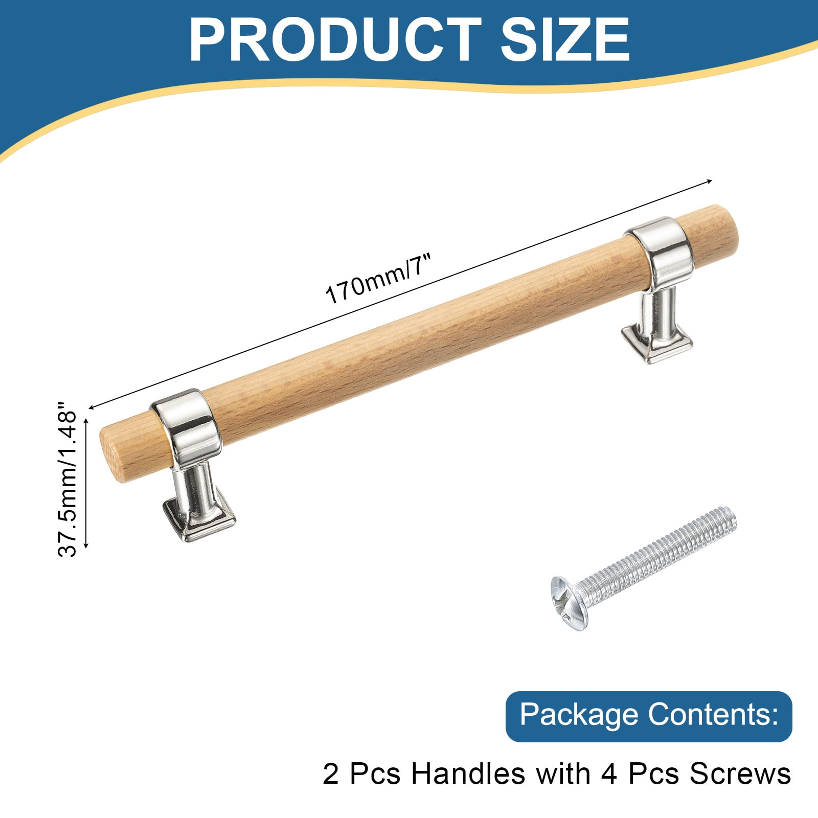 Unique Bargains Adjustable Wooden Double Hole Handles Silver/Gold