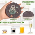thumbnail image 2 of Yayeee 6 PCS Drink Coasters with Holder Set Woven Absorbent Round Tabletop Hot Pad, Green Astronaut Stars, 2 of 7