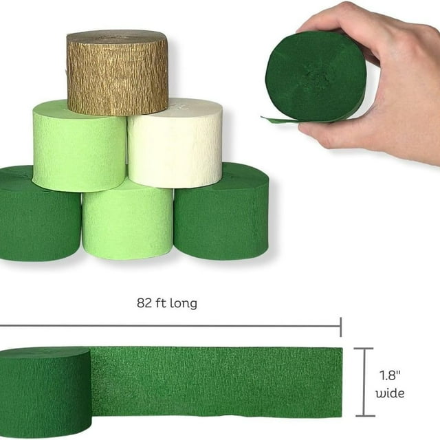 CIMAXIC Wedding 12 Rolls Green Crepe Paper Streamers Soft Durable Easy To Tie And Fix Streamers For Party Wedding Baby Shower Decorations Suitable For Present Wrapping,984.25"X1.77"X0.04"