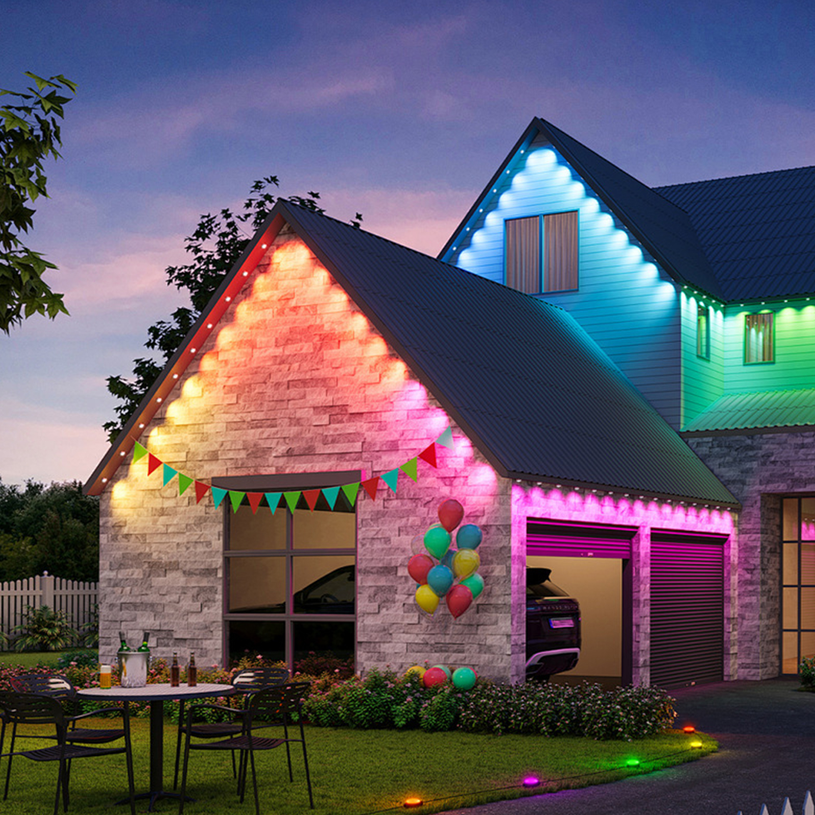 246FT Permanent Outdoor RGB Lights, 125 LEDs IP67 Waterproof Smart RGB String Lights Outside, Eaves Lights with App/Remote Control, Music Sync & DIY Scenes, for House, Party, Holiday Decorations