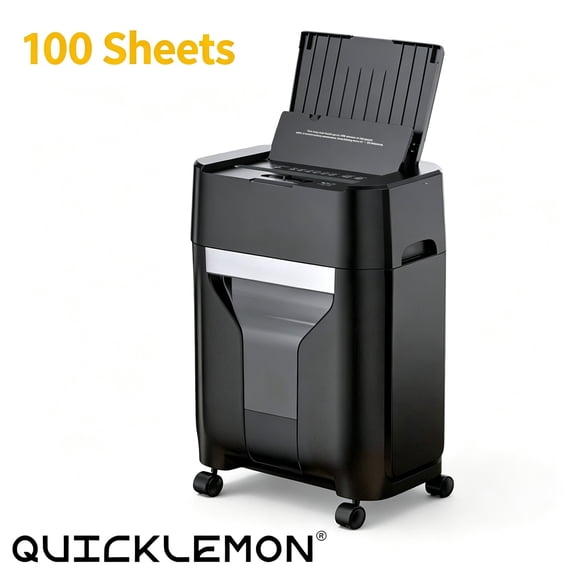 QUIETLEMON P-4 Cross Cut Paper Shredder, 100-Sheet Auto Feed & 6-Sheet Manual Shredding, Ultra Quiet ≤63dB, 4.5 Gallon Bin, 360 ° Lockable Casters for Home Small Office Use