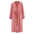 thumbnail image 4 of Xdegoge Linen Chic Wrap Dress for Women Midi A Line V Neck Long Sleeve Summer Sundress Tie Waist Flowy Flattering Lightweight Casual Office Work Wedding Guest Outfit, 4 of 9