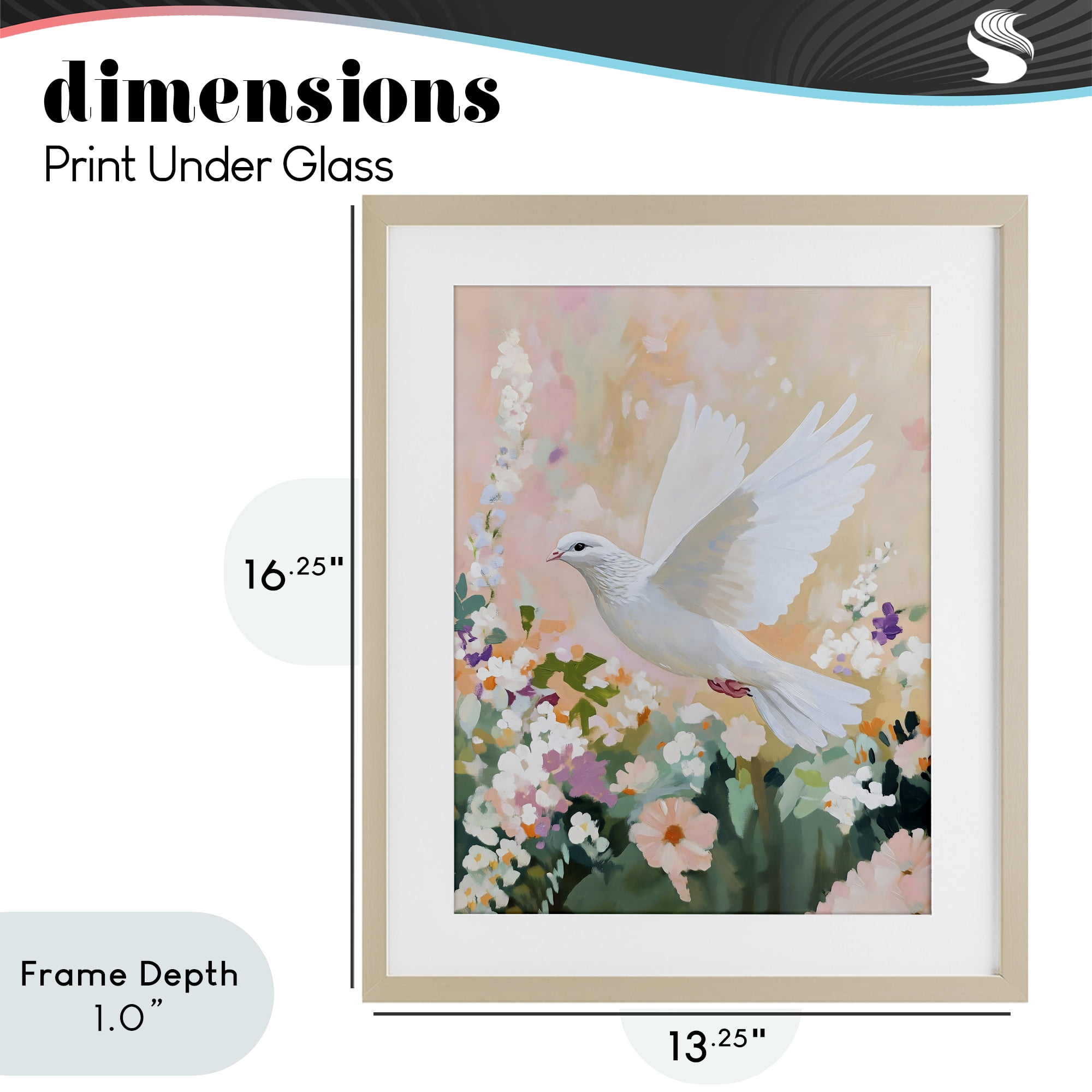 Stupell Industries White Dove Among Spring Blooms Birch Framed Print Under Glass, design by The Prints Vibe