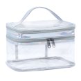 thumbnail image 1 of 1 bolsa de maquillaje de doble capa, con entramado, portátil, multifuncional, para almacenamiento, lavado y maquillaje., 1 of 5