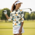thumbnail image 4 of Uorisanigo Palm Tree Women's Golf Shirt Versatile 3/4 Roll Sleeve Women's Dry-Fit Golf Polo Shirts with 1/4 Zipper Fashionable Athletic Tops Relaxed Workout Sports Pullover Size L, 4 of 7
