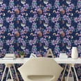 thumbnail image 2 of Ambesonne Floral Peel & Stick Wallpaper for Home, Astrology Universe Flowers, 13"x36", Indigo Lavender, 2 of 5