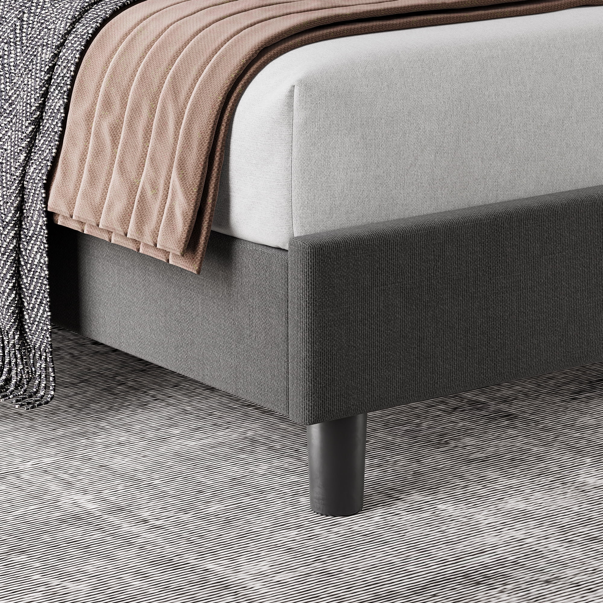EastVita Full Size Bed Frame with Adjustable Headboard,Linen Upholstered Platform Bed Frame,Strong Wooden Slats,No Box Spring Needed,Dark Gray (YS-188-5)