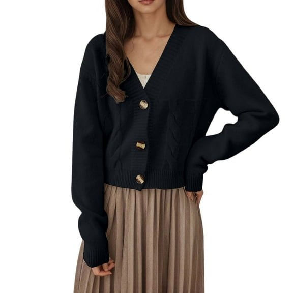 Ediodpoh Women’s Slim Fit High Waist Knit Cardigan Long Sleeve Lightweight Soft Open Front Sweater Casual Tops Cardigan for Women Black