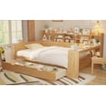 thumbnail image 4 of Homy Casa Full Size Bed Frame 91.3" W with Storage Headboard, Drawers and Side Desk for Kids Room, Natural Wood, 4 of 7