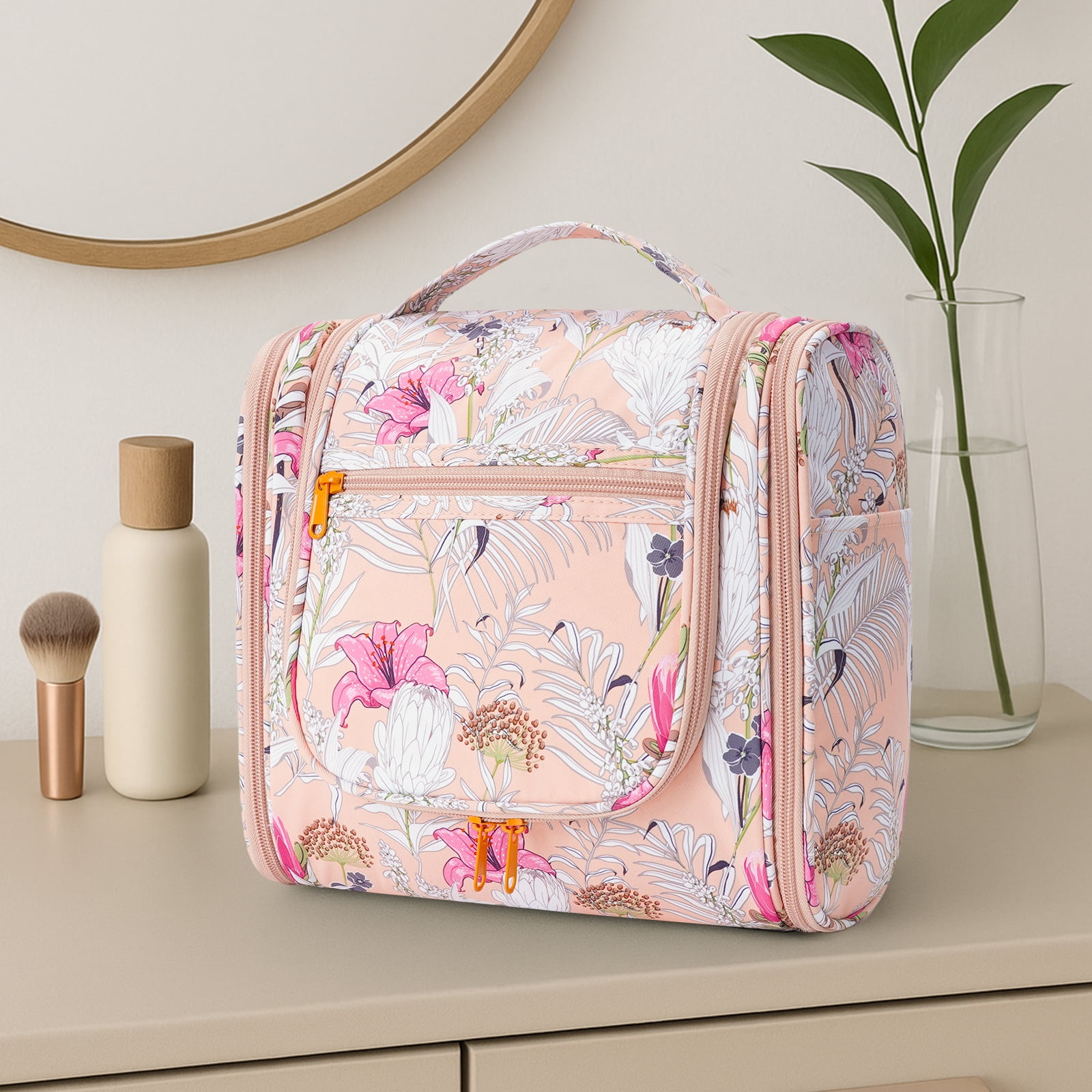 Narwey Large Hanging Toiletry Bag with Hook Makeup Cosmetic Organizer with Multiple Compartments Foldable for Men Women Travel Essentials