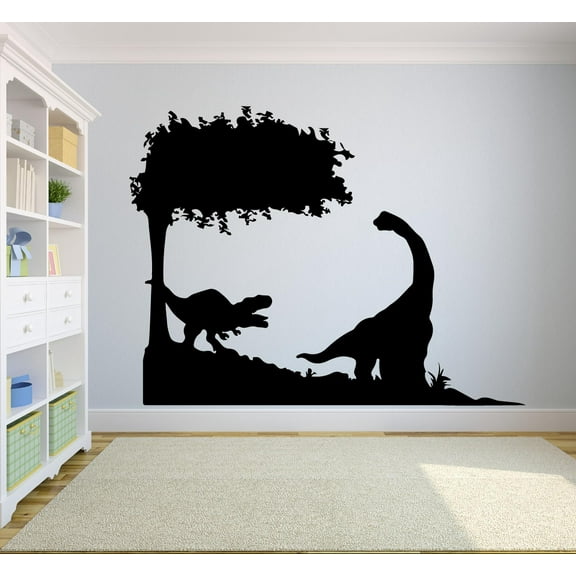Trex Rex Dino Long Neck Dinosaur Silhouette Wall Sticker Art Decal for Girls Boys Kids Room Bedroom Nursery Kindergarten House Fun Home Decor Stickers Wall Art Vinyl Decoration Size (18x20 inch)