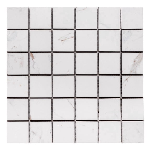 The Tile Life Huntington White Matte Porcelain Mosaic Floor & Wall Tile, 12 x 12 in, 9-Piece