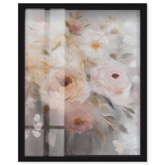 Pastel Flowers Shadowbox Print Fashion Decor by Art Remedy, Black Frame, 16 x 20