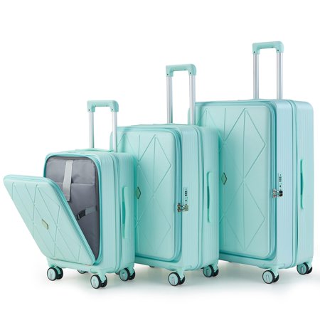 Hardshell Luggage Sets of 3, Expandable 25% Storage Space Travel Carry On Luggage, 20/24/28 Inch 3 Pcs Suitcase Set with Aircraft Wheels and TSA Lock, ABS + PP Lightweight Hardside Suitcases - Mint Gr
