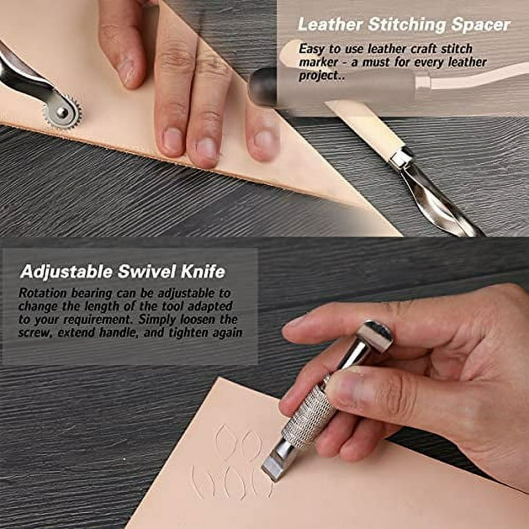 Leather Carving Set Leather Working Kit, Leather Stamp Tools, Leather Kit  for Beginner With Leather Burning Tool. -  Norway
