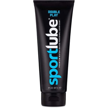 Sportlube Double Play Premium Water-Based Personal Lubricant 8oz Tube - Intimate Sex Lube for Men, Women, & Couples - Natural Feel, Silky Smooth, Non-Staining