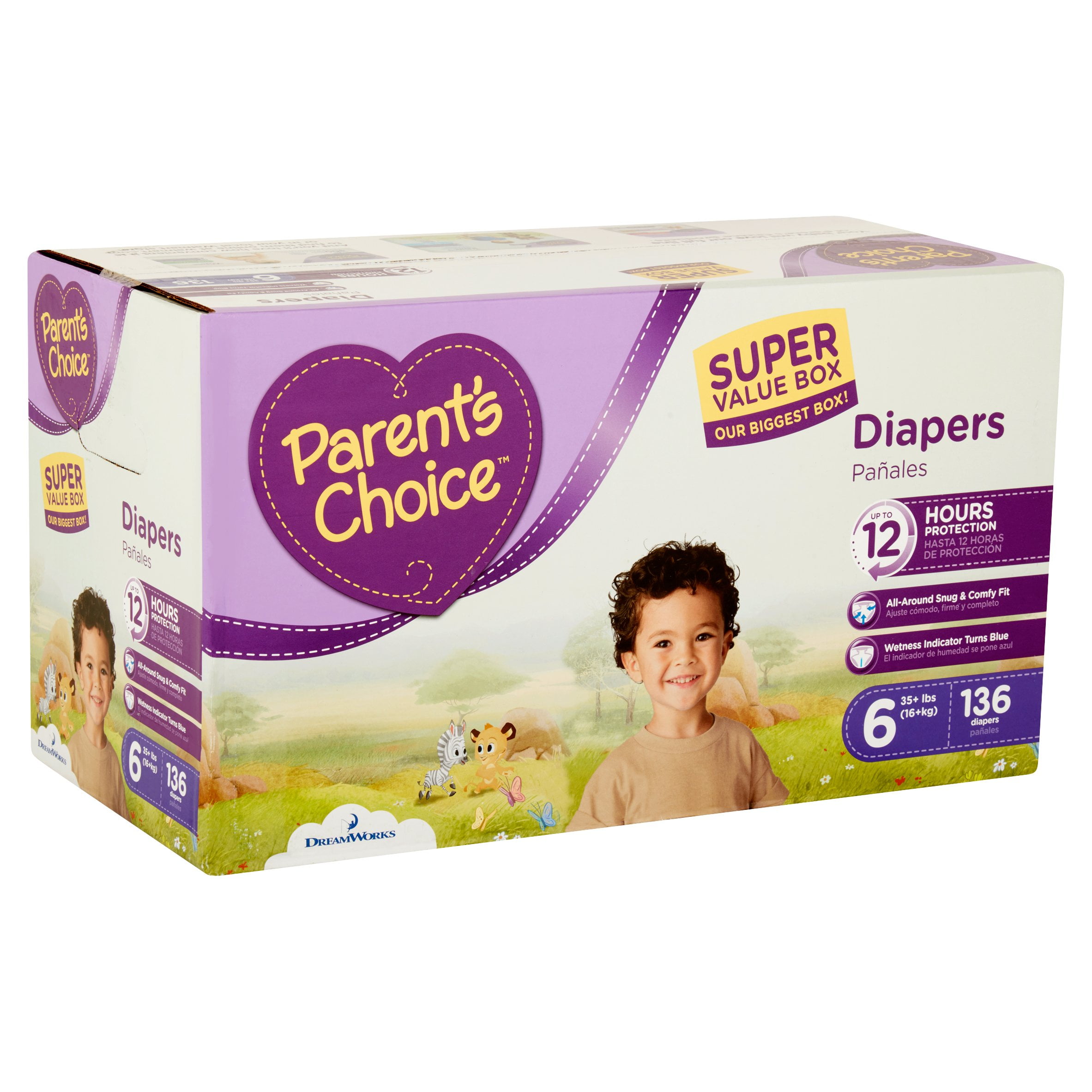parents choice diapers size 6 136 diapers 35 lbs and over 12 hour diapers size 6