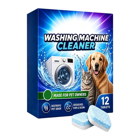 Washing Machine Cleaner Tablets 12 Count, Pet Hair & Odor Remover for Drum Washer, Deep Cleaning Laundry Appliance