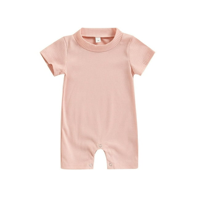 Nouveau-né en Coton Tricoté à Manches Courtes Col Rond Casual