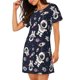 thumbnail image 2 of Easygdp Cartoon Spaceship Camisón de manga corta para mujer, informal, estampado, 2 of 6