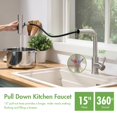 thumbnail image 4 of Grifo de cocina Cenosa Waterfall con rociador desplegable de níquel, 4 of 7