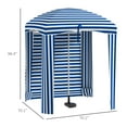 thumbnail image 3 of Outsunny 5.9' X 5.9' Portable Beach Umbrella,Ruffled Outdoor Cabana with Walls,Vents,Sandbags,Carry Bag,Blue & White Stripe,Multicolor Polyester Garden Outdoor Canopies Gazebos Umbrellas Shades, 3 of 9