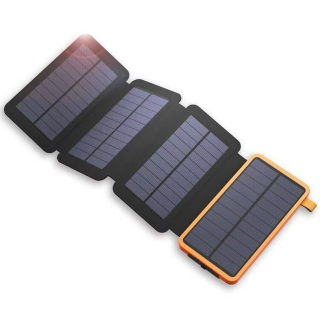 Cargador solar Power Bank - Cargador de teléfono solar 8000mAh Paquete de batería externa de carga rápida con 4 paneles solares portátiles